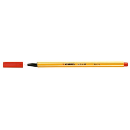 Pennarello Punta Fibra Fine Stabilo Point 88 - Linea 0,4 mm - Inchiostro a base acqua - Colore Rosso 10pz 10pz