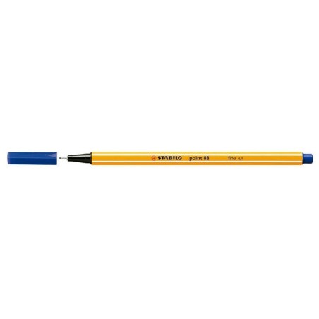 Pennarello Stabilo Point 88 con punta a fibra fine - Tratto da 0,4 mm - Inchiostro a base acqua - Colore blu scuro 10pz 10pz