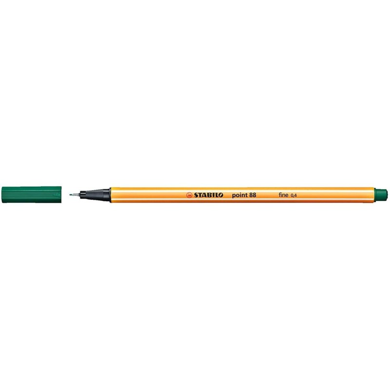 Pennarello Stabilo Point 88 con punta a fibra fine - Tratto da 0,4 mm - Inchiostro a base acqua - Colore verde pino 10pz 10pz Pennarello Stabilo Point 88 con punta a fibra fine - Tratto da 0,4 mm - Inchiostro a base acqua - Colore verde pino 10pz 10pz