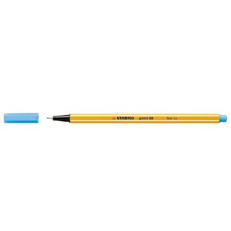 Pennarello Stabilo Point 88 a fibra fine - Tratto 0,4 mm - Inchiostro a base acqua - Colore azzurro 10pz 10pz