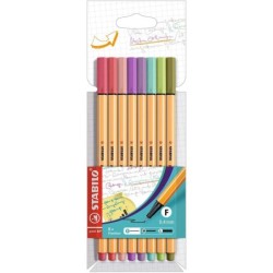 Stabilo Point 88 Confezione da 8 pennarelli con punta a fibra fine - Linea da 0,4 mm - Inchiostro a base acqua - Colori assortit