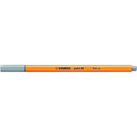 Pennarello Stabilo Point 88 con punta a fibra fine - Tratto da 0,4 mm - Inchiostro a base acqua - Colore grigio medio 10pz 10pz