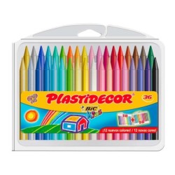 Bic Kids Plastidecor Scatola da 36 Matite Cera - Extra resistenti - Facili da temperare - Non macchia
