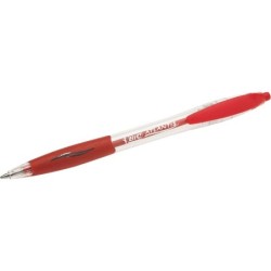 Penna a sfera retrattile Bic Atlantis Classic - Punta da 1 mm - Corpo trasparente con impugnatura - Colore rosso 12pz 12pz