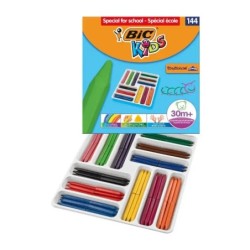 Bic Kids Plastidecor Triangle Caja de 144 Lapices de Cera - Facil de Sacar Punta - No Mancha