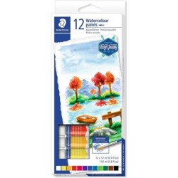 Staedtler Confezione da 12 tubi per acquerello da 12 ml - Colori vivaci - Da utilizzare su carta o cartone per acquerello - Colo