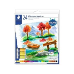 Staedtler Pack de 24 Tubos de Acuarela 12ml - Colores Brillantes  - Usar en Papel Acuarela o Cartulina - Colores Surtidos