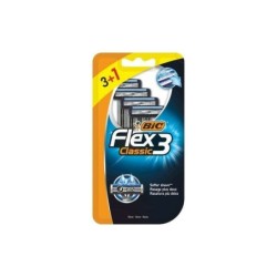 Bic Flex 3 Confezione da 3+1 Rasoi Usa e Getta a 3 Lame - Testina Girevole - Striscia Lubrificante con Aloe Vera