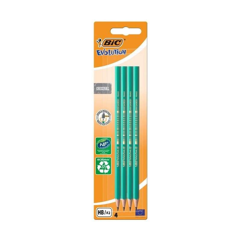 Bic Evolution Confezione da 4 Matite in Grafite Esagonali - Mina HB ultraresistente - Senza Legno - Non si scheggia Bic Evolution Confezione da 4 Matite in Grafite Esagonali - Mina HB ultraresistente - Senza Legno - Non si scheggia