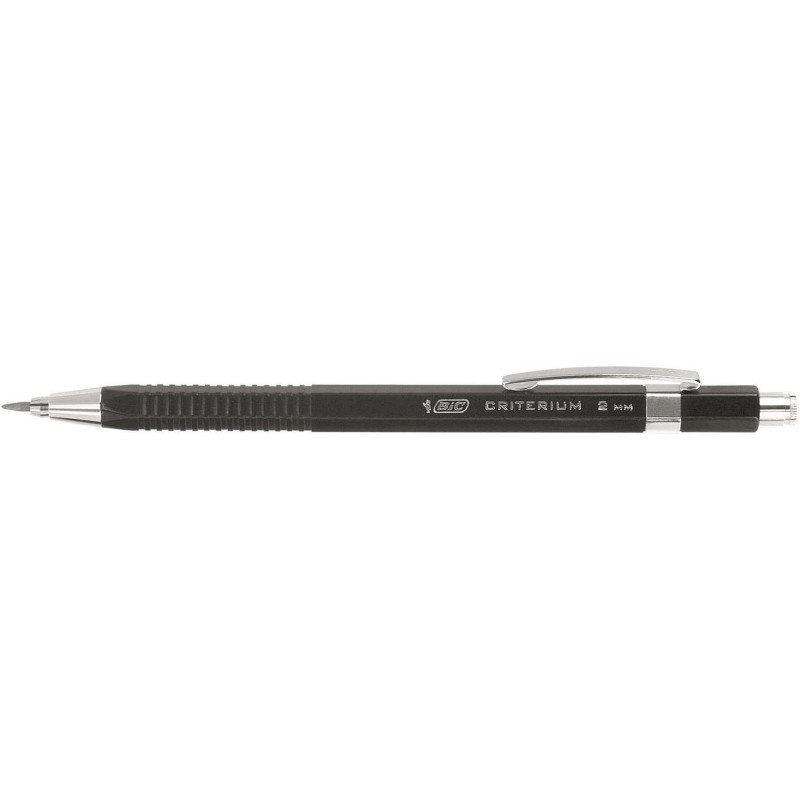 Portamine Bic Criterium 2mm HB con gomma - Punta retrattile - Clip in metallo - Corpo nero 12pz 12pz Portamine Bic Criterium 2mm HB con gomma - Punta retrattile - Clip in metallo - Corpo nero 12pz 12pz