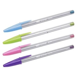 Penna a sfera Bic Cristal Fun - Punta rotonda da 1,6 mm - Tratto 0,42 mm - Inchiostro a base di olio - Colori assortiti 20pz 20p