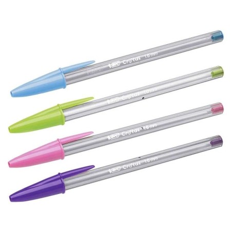 Penna a sfera Bic Cristal Fun - Punta rotonda da 1,6 mm - Tratto 0,42 mm - Inchiostro a base di olio - Colori assortiti 20pz 20p