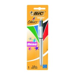 Penna a sfera retrattile Bic 4 Colors Shine - Punta media da 1,0 mm - Inchiostro a base di olio - 4 colori di inchiostro