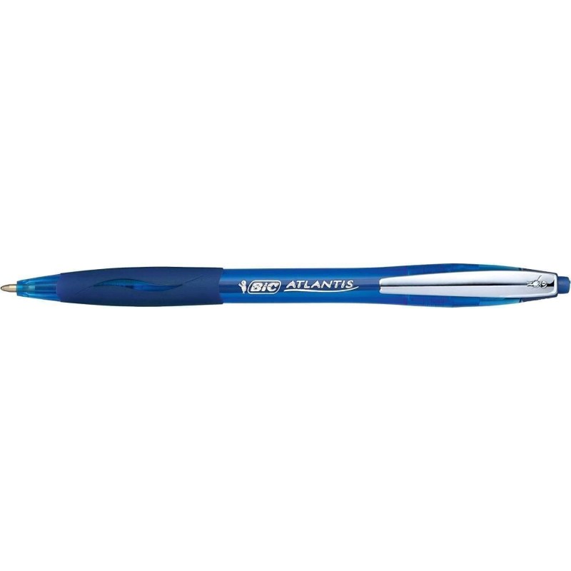 Bic Atlantis Soft Boligrafo Retractil con Clip Metalico - Punta de 1mm - Cuerpo Transparente con Grip - Color Azul Bic Atlantis Soft Boligrafo Retractil con Clip Metalico - Punta de 1mm - Cuerpo Transparente con Grip - Color Azul