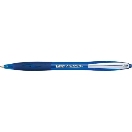 Penna a sfera morbida Bic Atlantis a scomparsa con clip in metallo - Punta da 1 mm - Corpo trasparente con impugnatura - Colore 