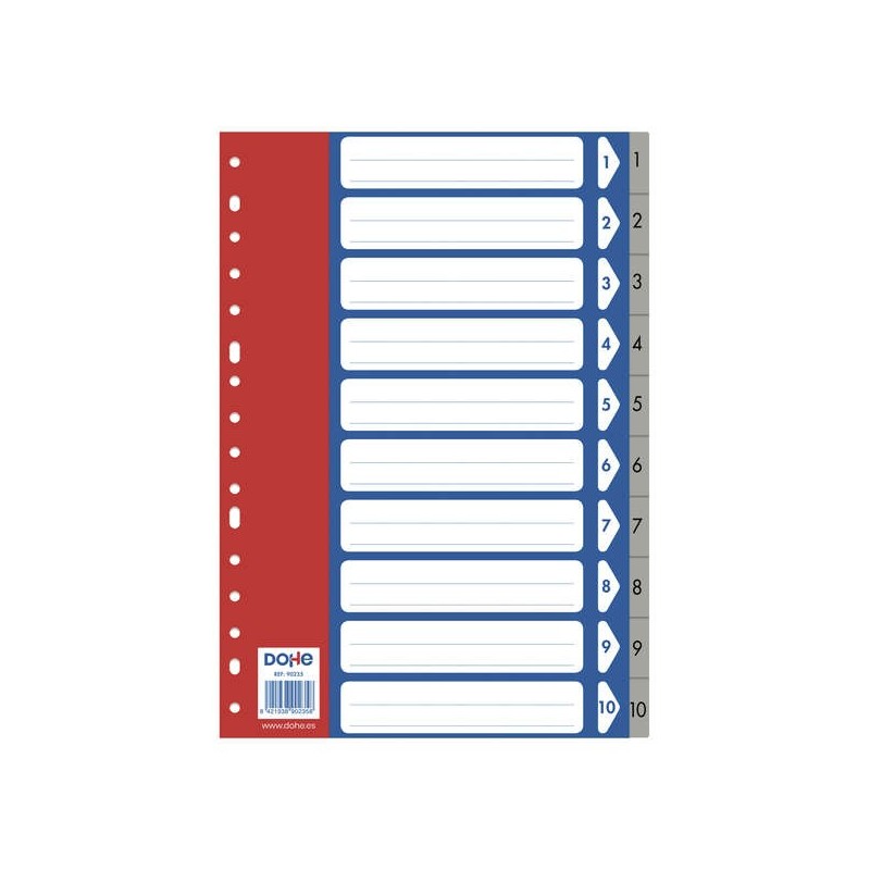 Dohe Confezione da 10 Separatori Formato Folio - Multiforo con 16 Perforazioni - Realizzati in Propilene da 120 Micron - Colore Dohe Confezione da 10 Separatori Formato Folio - Multiforo con 16 Perforazioni - Realizzati in Propilene da 120 Micron - Colore