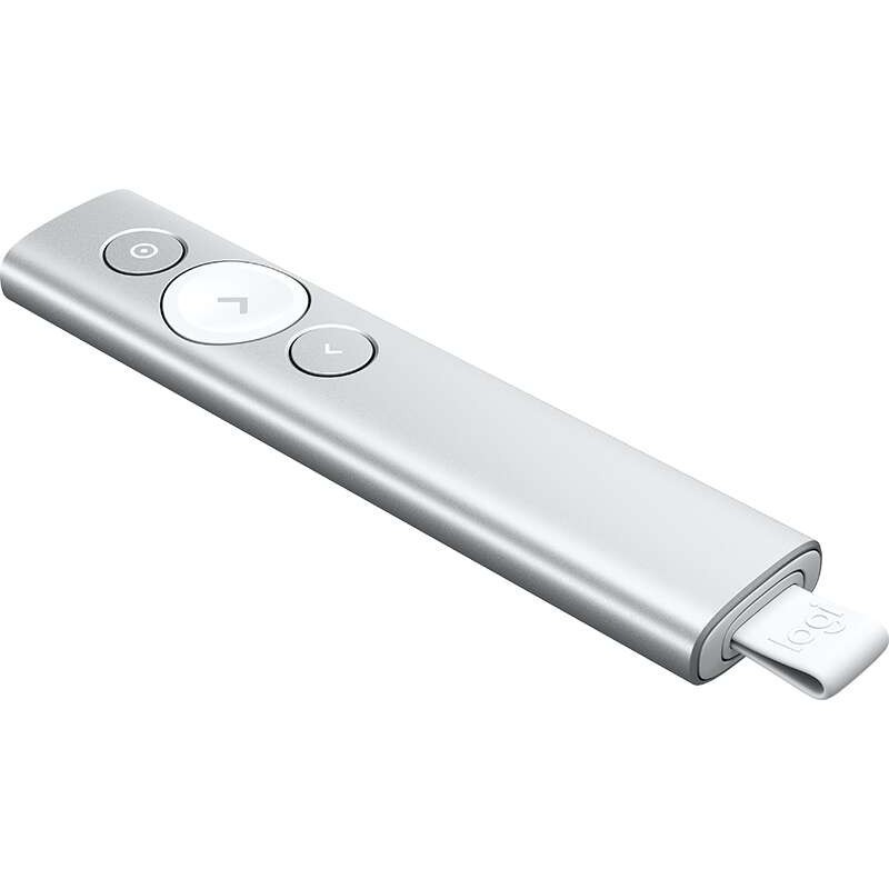 Presentatore wireless Logitech Spotlight - Raggio d'azione 30 m - Vibrazione - Colore argento Presentatore wireless Logitech Spotlight - Raggio d'azione 30 m - Vibrazione - Colore argento