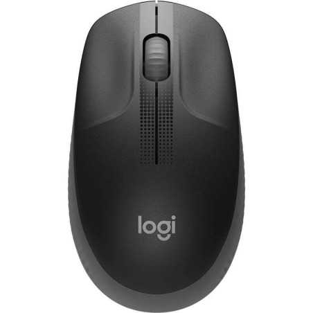 Mouse USB wireless full size Logitech M190, 1.000 dpi, 3 pulsanti, dimensioni grandi, uso ambidestro, colore nero/grigio scuro