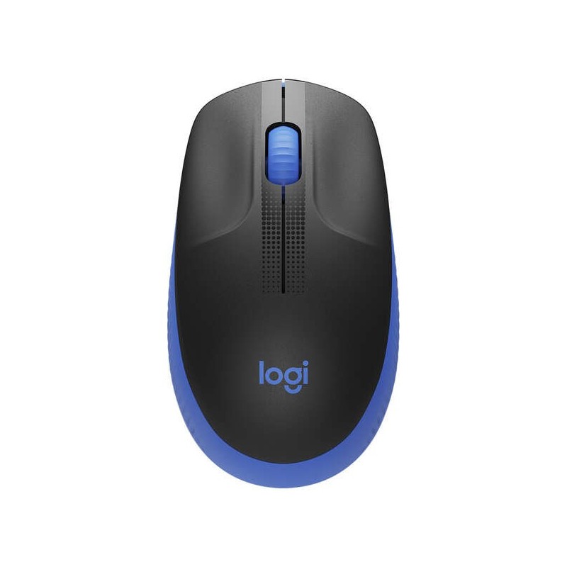 Mouse USB wireless full size Logitech M190 1.000 dpi - 3 pulsanti - Dimensioni grandi - Uso ambidestro - Colore nero/blu Mouse USB wireless full size Logitech M190 1.000 dpi - 3 pulsanti - Dimensioni grandi - Uso ambidestro - Colore nero/blu