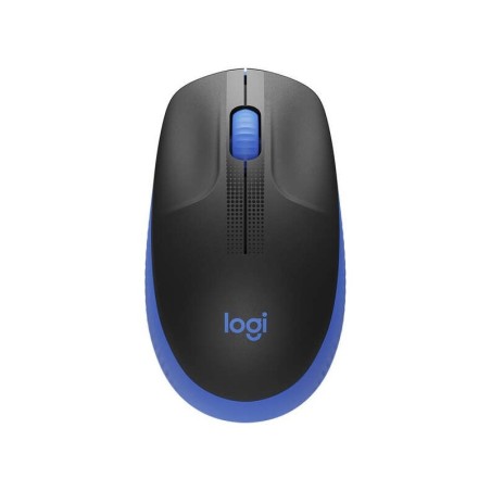 Mouse USB wireless full size Logitech M190 1.000 dpi - 3 pulsanti - Dimensioni grandi - Uso ambidestro - Colore nero/blu