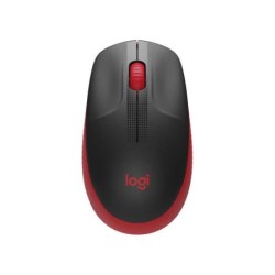 Mouse USB wireless full size Logitech M190 1000 dpi - 3 pulsanti - Dimensioni grandi - Uso ambidestro - Colore Nero/Rosso