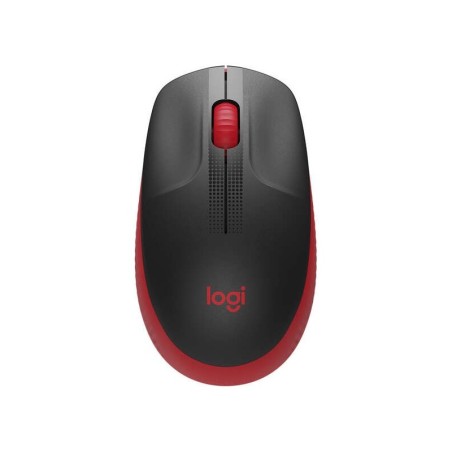 Logitech M190 Full Size Raton Inalambrico USB 1000dpi - 3 Botones - Gran Tamaño - Uso Ambidiestro - Color Negro/Rojo