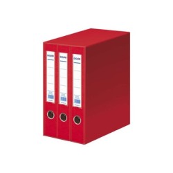 Dohe Archicolor Modulo da 3 raccoglitori a leva con Rado - Dorso stretto - Formato Folio - Cartoncino a righe - Colore rosso