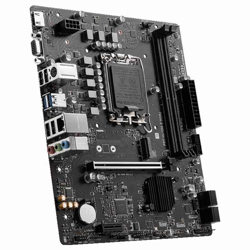 Scheda madre MSI Pro H610M-E Intel LGA 1700 2x DDR4 - HDMI, VGA, 4x SATA III, RJ-45, USB 2.0/3.2, MicroATX Scheda madre MSI Pro H610M-E Intel LGA 1700 2x DDR4 - HDMI, VGA, 4x SATA III, RJ-45, USB 2.0/3.2, MicroATX