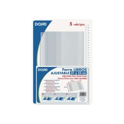 Dohe Pack de 5 Cubiertas Protectoras de Libros - Solapa Adhesiva Reposicionable - Tamaño 31x53cm - Material PVC 120 micras