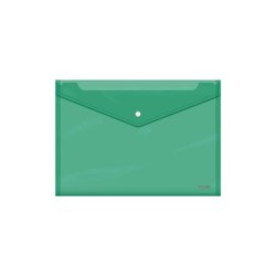 Dohe Sobre con Cierre de Broche - Tamaño Folio Plus Apaisado - Polipropileno Cristal Transparente 150 Micras - Color Verde