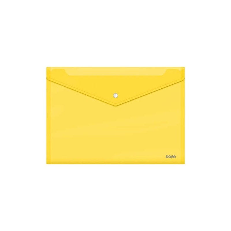 Dohe Sobre con Cierre de Broche - Tamaño Folio Plus Apaisado - Polipropileno Cristal Transparente 150 Micras - Color Amarillo Dohe Sobre con Cierre de Broche - Tamaño Folio Plus Apaisado - Polipropileno Cristal Transparente 150 Micras - Color Amarillo