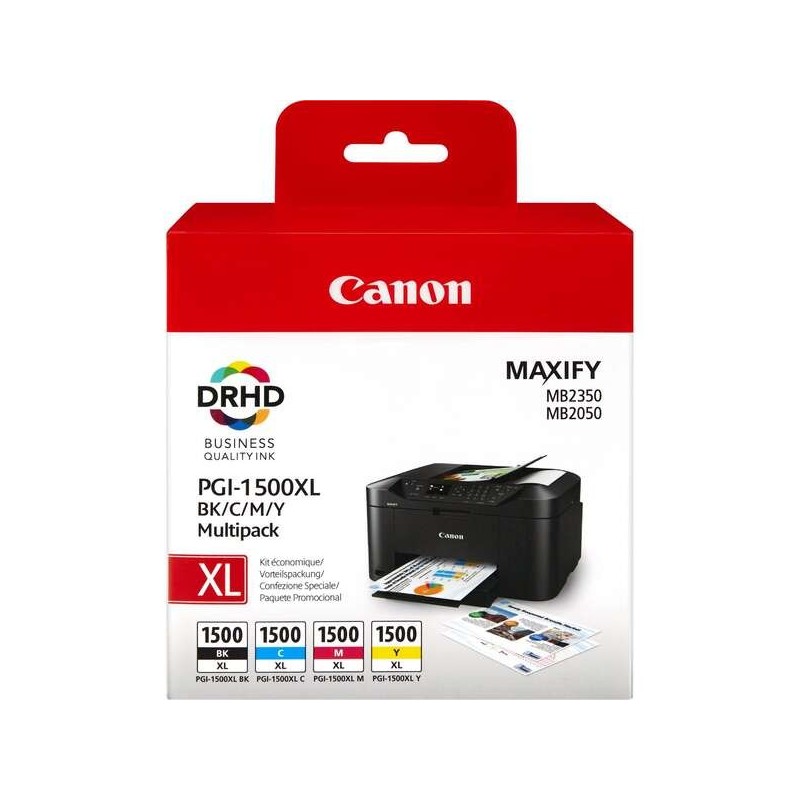 Confezione da 4 cartucce d'inchiostro originali Canon PGI1500XL - 9182B004/9182B010 Confezione da 4 cartucce d'inchiostro originali Canon PGI1500XL - 9182B004/9182B010