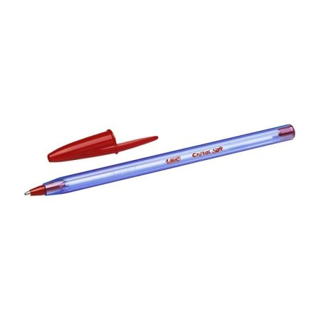 Penne a sfera morbide Bic Cristal - Punta media da 1,2 mm - Tratto 0,45 mm - Scrittura fluida - Colore rosso 50pz 50pz