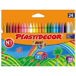 Bic Kids Plastidecor Caja de 24 Lapices de Cera - Extraresistentes - Facil de Sacar Punta - No Mancha