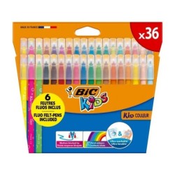 Confezione da 36 pennarelli Bic Kids Couleur - Punta Media - Lavabili - Colori Assortiti