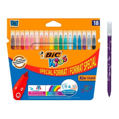 Confezione da 18 pennarelli Bic Kids Couleur - Punta Media - Lavabili - Colori Assortiti