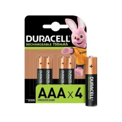 Duracell Pilas Recargables NiHM AAA HR03 1.2V 750mAh - Precargadas - 4 Unidades