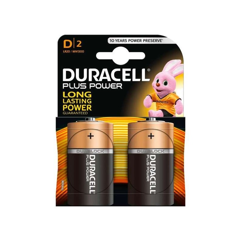 Batterie Duracell MN1300B2 alcaline D LR20 1,5 V Plus Power (2 unità) Batterie Duracell MN1300B2 alcaline D LR20 1,5 V Plus Power (2 unità)