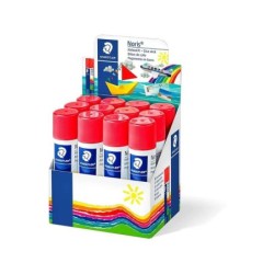 Staedtler Noris Espositore da 12 Colla Stick 20gr - Senza Solventi - Uso Scolastico - Colle Carta, Cartone, Tessuto, ecc.