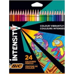 Bic Intensity Triangle Scatola da 24 Matite Colorate Triangolari - Mina da 3,20 mm - Realizzate senza Legno - Colori Assortiti