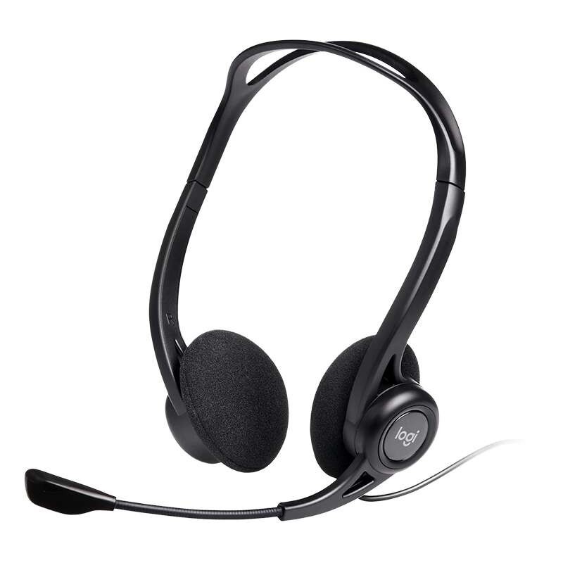 Cuffie Logitech 960 con microfono USB - Microfono pieghevole e flessibile - Comandi cablati - Cavo da 2,40 m - Colore nero