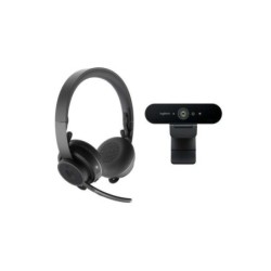 Logitech Pack Profesional de Colaboracion con Video Bluetooth Webcam Brio UHD 4K + Auriculares Zone Wireless - Color Negro