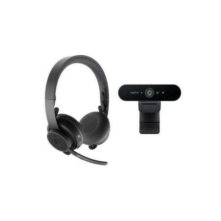 Logitech Pack Profesional de Colaboracion con Video Bluetooth Webcam Brio UHD 4K + Auriculares Zone Wireless - Color Negro