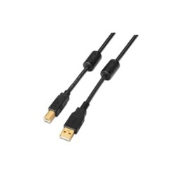 Aisens Cable USB 2.0 Impresora Super Alta Calidad con Ferrita - Tipo A Macho a Tipo B Macho - 5.0m - Color Negro