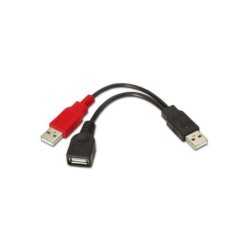 Cavo USB 2.0+Alimentazione Aisens - Tipo A/M+A Alimentazione/MA Femmina - 15 cm - Colore Nero