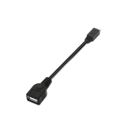 Aisens Cable USB 2.0 OTG - Tipo Micro B Macho-A Hembra - 15cm - Color Negro