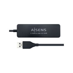 Aisens HUB USB 2.0 - Tipo A Maschio a 4xTipo A Femmina - 30 cm - Colore Nero