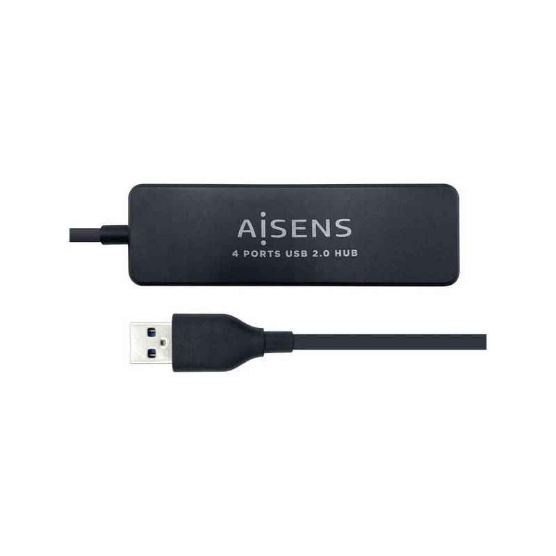 Aisens HUB USB 2.0 - Tipo A Maschio a 4xTipo A Femmina - 30 cm - Colore Nero