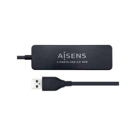 Aisens HUB USB 2.0 - Tipo A Maschio a 4xTipo A Femmina - 30 cm - Colore Nero