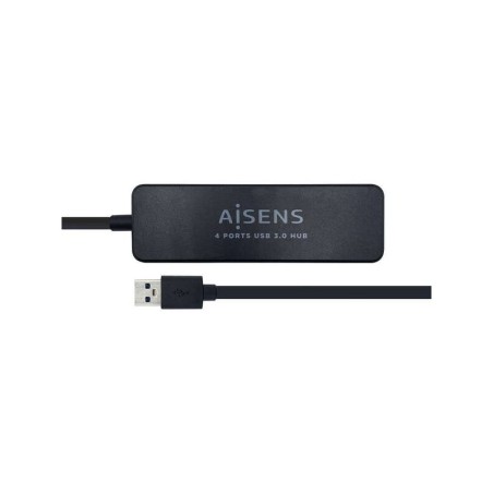 Aisens HUB USB 3.0 - Tipo A Macho a 4xTipo A Hembra - 30cm - Color Negro